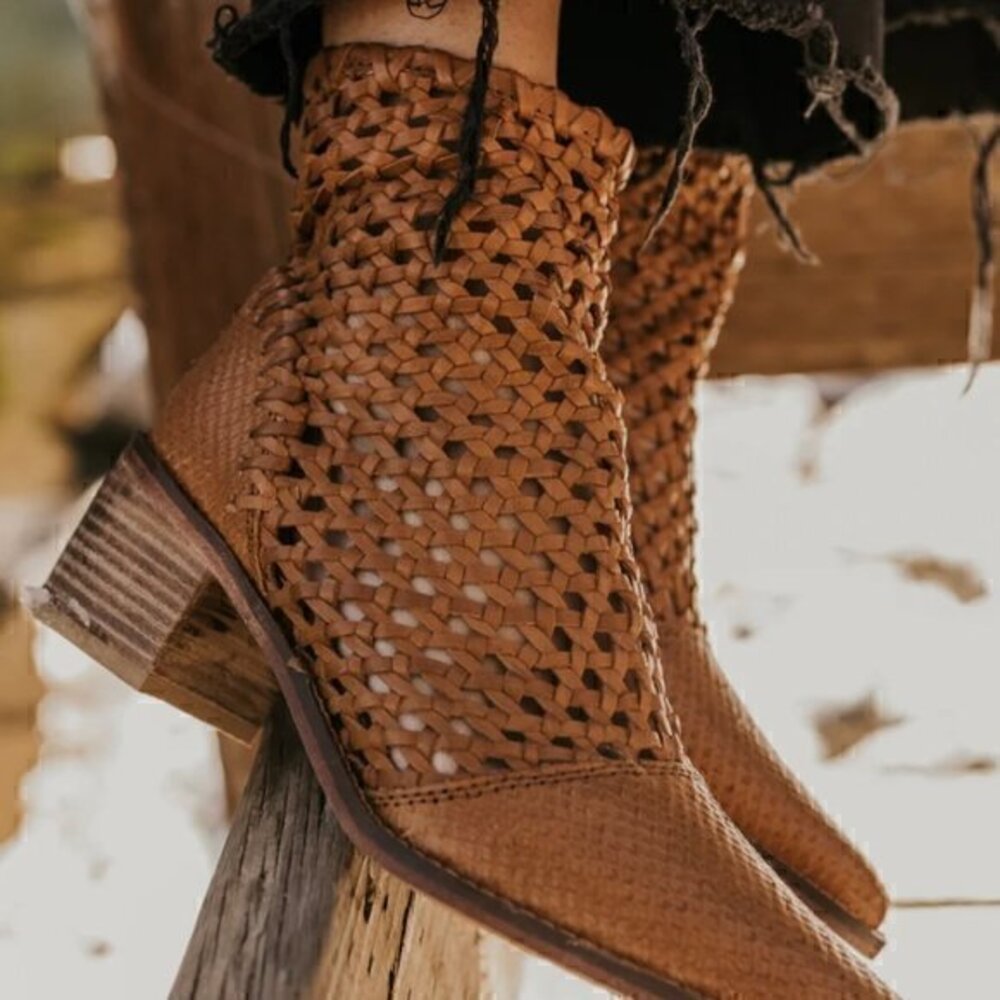 Free People In the Loop Woven Boot Tan Size 36 NWT
